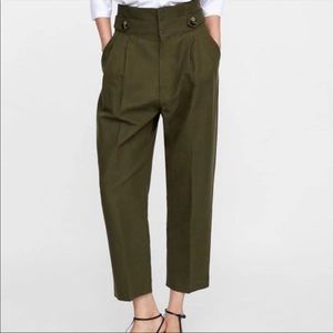 ZARA Green Paper Bag Pants Sz XS